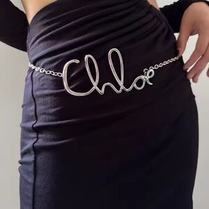 Chloe Silver Metallic Logo Chain Belt
